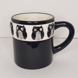 New Global Design Connections Kate Williams Owl Mug Black White Coffee Tea Cute